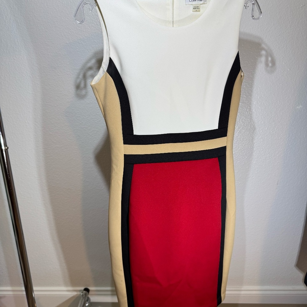 CALVIN KLEIN Women Color block Sheath Dress (Size 4)